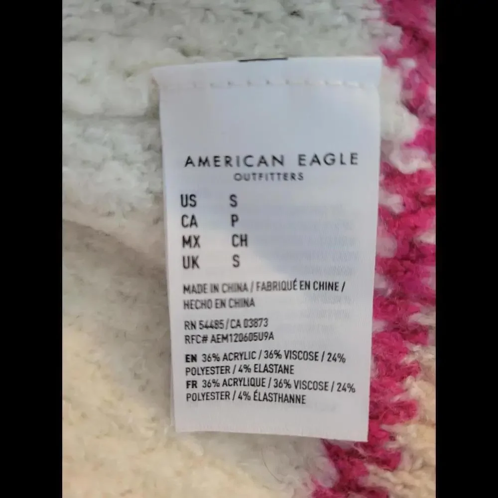 American Eagle Outfitters Beige, White & Pink Striped Crewneck Sweater - Picture 5 of 6
